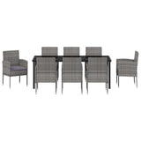 Garden Dining Set with Cushion 9 pcs Grey Poly Rattan - Close-Up Angle