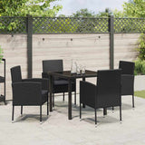 Garden Dining Set with Cushion 5 pcs Black Poly Rattan - Top-Down View