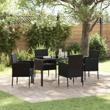 Garden Dining Set with Cushion 5 pcs Black Poly Rattan