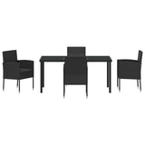 Garden Dining Set with Cushion 5 pcs Black Poly Rattan - Close-Up Angle
