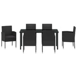 Garden Dining Set with Cushion 7 pcs Black Poly Rattan - Close-Up Angle