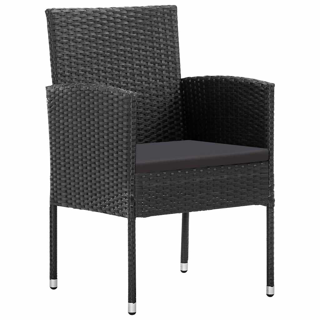 Garden Dining Set with Cushion 9 pcs Black Poly Rattan