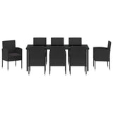 Garden Dining Set with Cushion 9 pcs Black Poly Rattan - Close-Up Angle