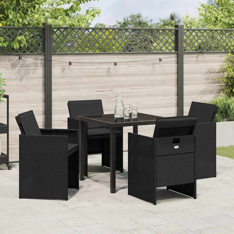 Garden Dining Set 5 pcs Black Poly Rattan