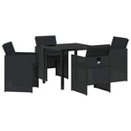 Garden Dining Set 5 pcs Black Poly Rattan