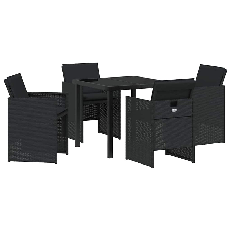 Garden Dining Set 5 pcs Black Poly Rattan