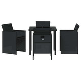 Garden Dining Set with Cushion 5 pcs Black Poly Rattan