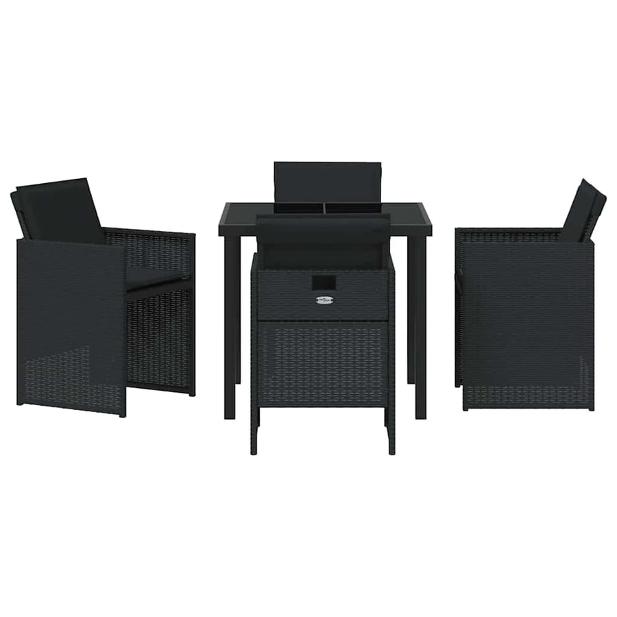 Garden Dining Set 5 pcs Black Poly Rattan