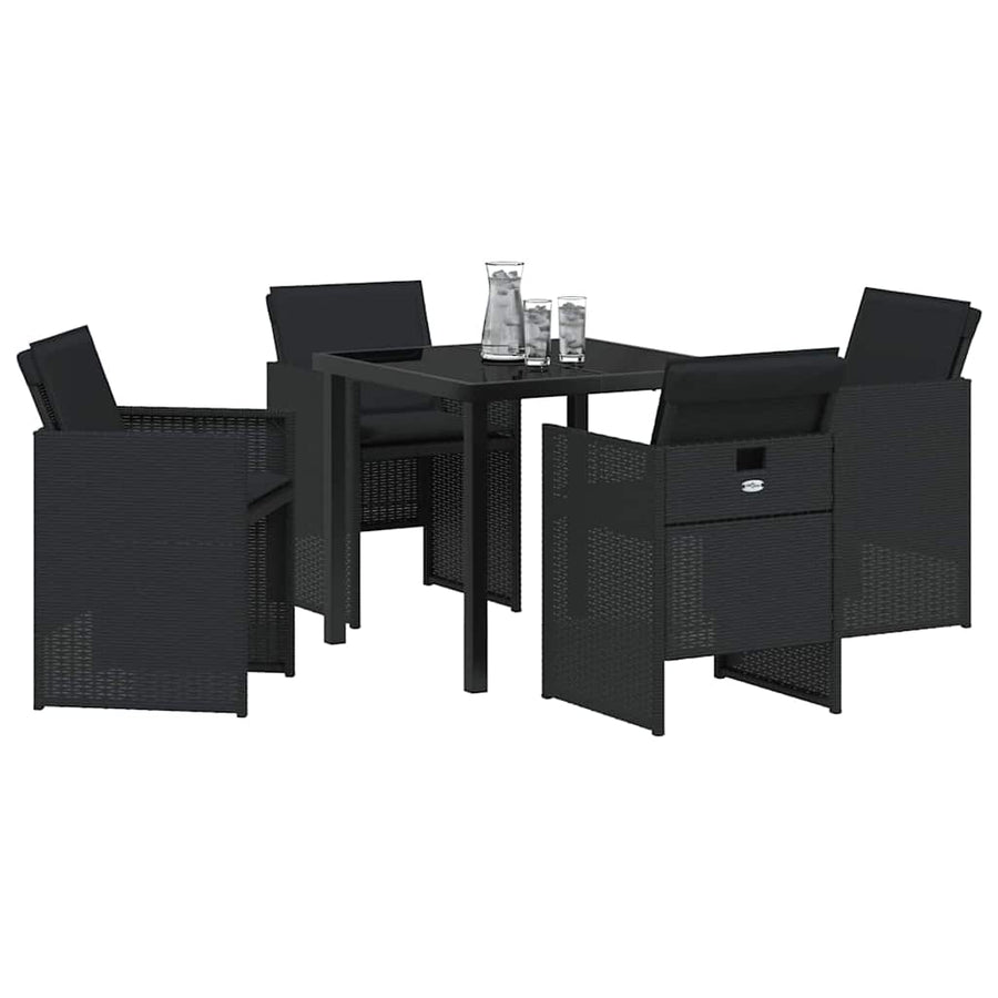 Garden Dining Set 5 pcs Black Poly Rattan