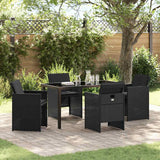 Garden Dining Set with Cushion 5 pcs Black Poly Rattan