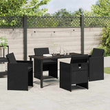 Garden Dining Set with Cushion 5 pcs Black Poly Rattan - Top-Down View