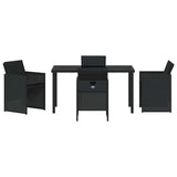 Garden Dining Set with Cushion 5 pcs Black Poly Rattan