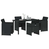 Garden Dining Set with Cushion 5 pcs Black Poly Rattan