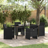 Garden Dining Set with Cushion 5 pcs Black Poly Rattan