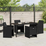 Garden Dining Set with Cushion 5 pcs Black Poly Rattan - Top-Down View