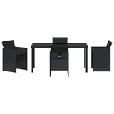 Garden Dining Set with Cushion 5 pcs Black Poly Rattan