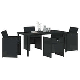 Garden Dining Set with Cushion 5 pcs Black Poly Rattan