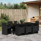 Garden Dining Set with Cushion 9 pcs Black Poly Rattan - Top-Down View