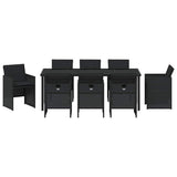 Garden Dining Set with Cushion 9 pcs Black Poly Rattan - Close-Up Angle