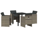 Garden Dining Set with Cushion 5 pcs Grey Poly Rattan