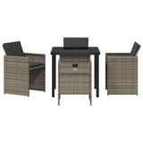 Garden Dining Set with Cushion 5 pcs Grey Poly Rattan - Close-Up Angle