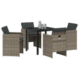 Garden Dining Set with Cushion 5 pcs Grey Poly Rattan