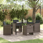 Garden Dining Set 5 pcs Grey Poly Rattan