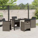 Garden Dining Set with Cushion 5 pcs Grey Poly Rattan - Top-Down View