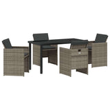Garden Dining Set with Cushion 5 pcs Grey Poly Rattan