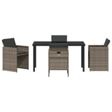 Garden Dining Set with Cushion 5 pcs Grey Poly Rattan