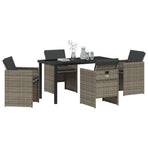 Garden Dining Set 5 pcs Grey Poly Rattan