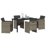 Garden Dining Set with Cushion 5 pcs Grey Poly Rattan - Side View