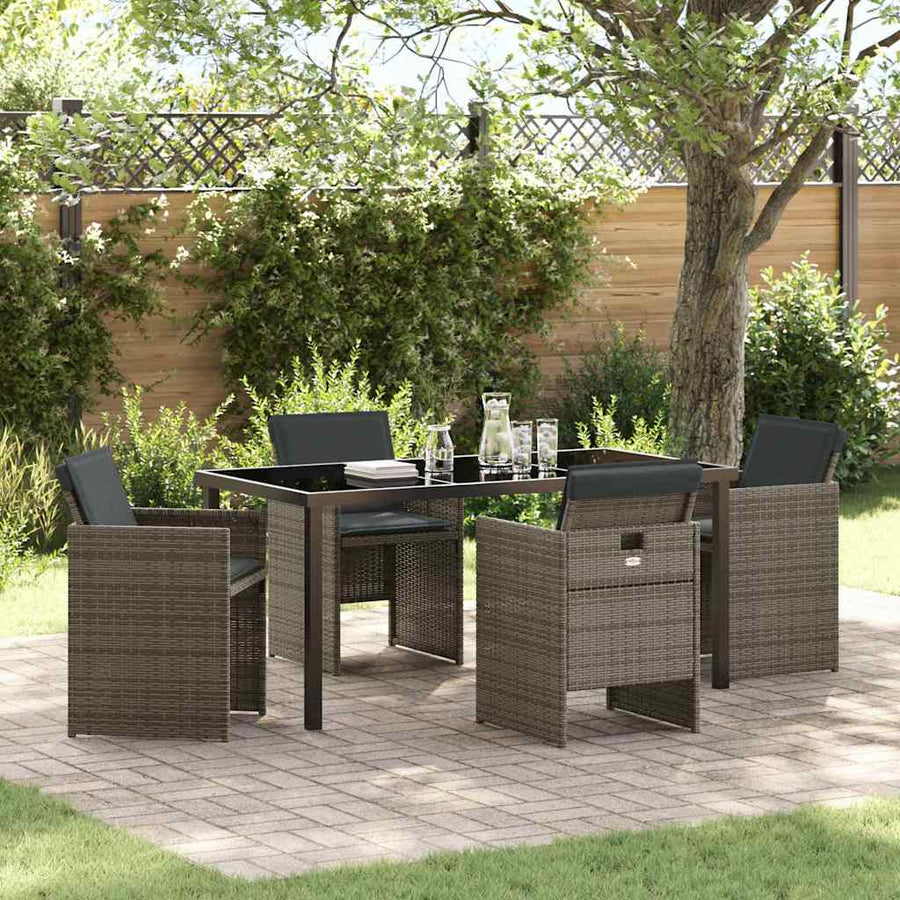 Garden Dining Set 5 pcs Grey Poly Rattan