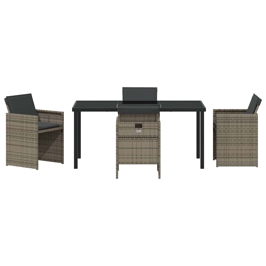 Garden Dining Set with Cushion 5 pcs Grey Poly Rattan