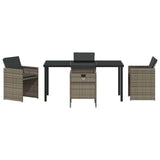 Garden Dining Set with Cushion 5 pcs Grey Poly Rattan
