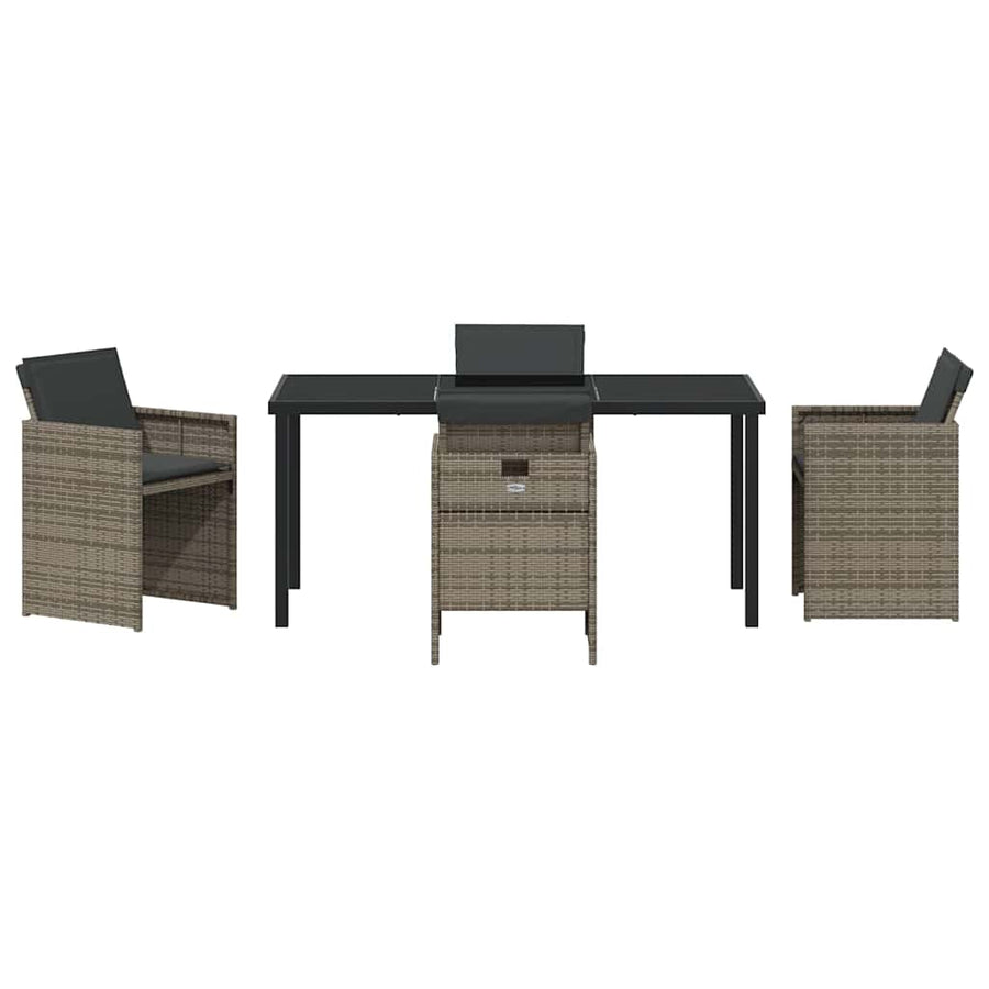 Garden Dining Set 5 pcs Grey Poly Rattan