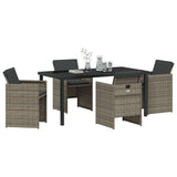 Garden Dining Set with Cushion 5 pcs Grey Poly Rattan - Side View