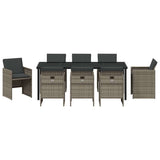 Garden Dining Set with Cushion 9 pcs Grey Poly Rattan - Close-Up Angle