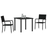 Garden Dining Set with Cushion 3 pcs Black Poly Rattan - Side View