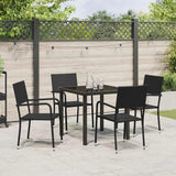 Garden Dining Set with Cushion 5 pcs Black Poly Rattan - Top-Down View