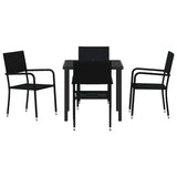Garden Dining Set with Cushion 5 pcs Black Poly Rattan