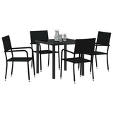 Garden Dining Set with Cushion 5 pcs Black Poly Rattan - Side View