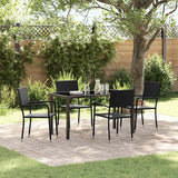 Garden Dining Set with Cushion 5 pcs Black Poly Rattan
