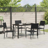 Garden Dining Set with Cushion 5 pcs Black Poly Rattan - Top-Down View