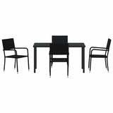 Garden Dining Set with Cushion 5 pcs Black Poly Rattan