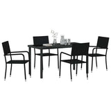 Garden Dining Set with Cushion 5 pcs Black Poly Rattan