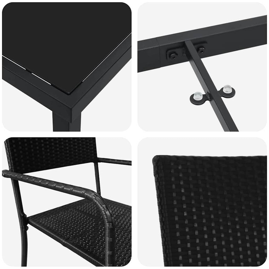 Garden Dining Set 5 pcs Black Poly Rattan