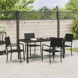 Garden Dining Set with Cushion 5 pcs Black Poly Rattan