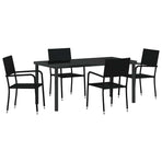 Garden Dining Set 5 pcs Black Poly Rattan