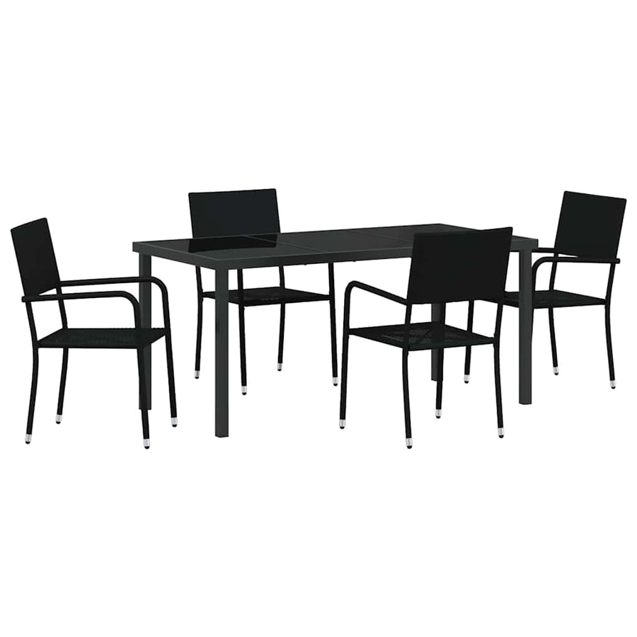Garden Dining Set 5 pcs Black Poly Rattan